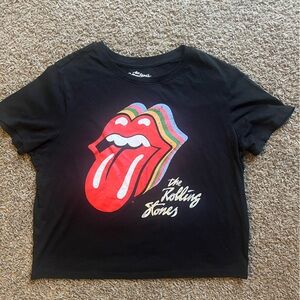 The Rolling Stones Black Tee with Colorful Tongue Logo